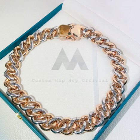 23MM Moissanite-Encrusted Rose & White Gold Miami Cuban Chain - Image 4