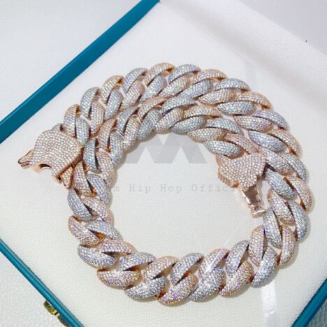 23MM Moissanite-Encrusted Rose & White Gold Miami Cuban Chain