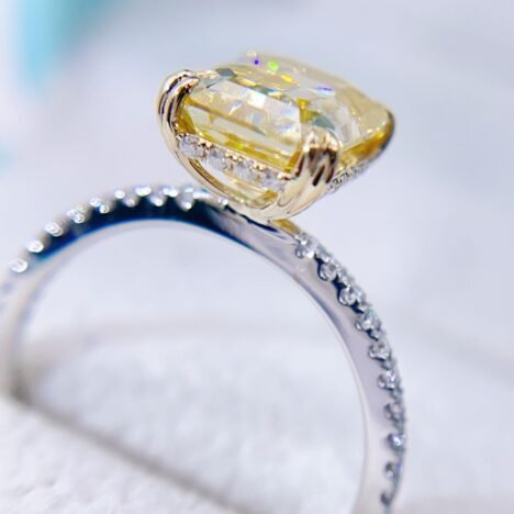 925 Silver 10K 14K 18K White Gold Yellow Moissanite Emerald Cut Halo Diamond Ring - Image 3