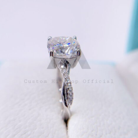 925 Sterling Silver Cushion Cut Moissanite Engagement Ring - VVS, Hip Hop Style - Image 4