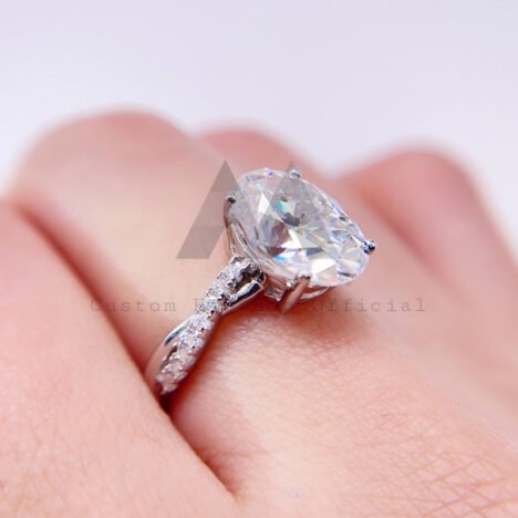 3.15CT Oval Moissanite Infinity Ring, Elegant Silver Wedding Band - Image 3