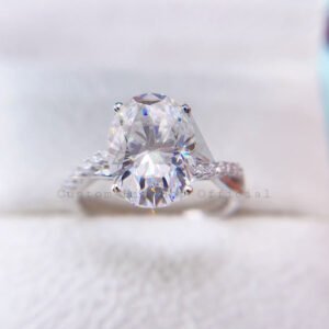 3.15CT Oval Moissanite Infinity Ring, Elegant Silver Wedding Band - Image 4