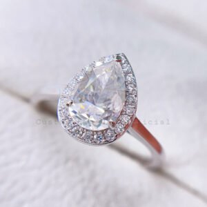 VVS MOissanite 2.5 CT Sterling Silver Engagement Ring Pear Cut - Image 3