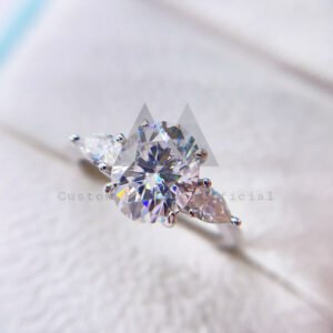 3.7CT VVS Moissanite Engagement Ring Solid Silver 925 Hip Hop Style - Image 2