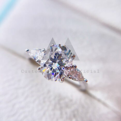 3.7CT VVS Moissanite Engagement Ring Solid Silver 925 Hip Hop Style - Image 2
