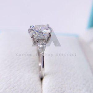 3.7CT VVS Moissanite Engagement Ring Solid Silver 925 Hip Hop Style - Image 3