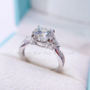 Women's 3.35CT Moissanite Diamond Ring 925 Sterling Silver Wedding Band - Image 2