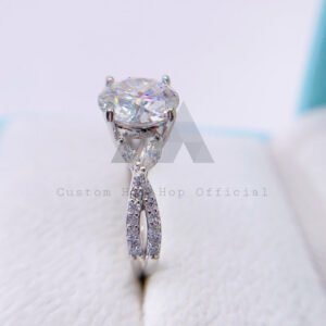Women's 3.35CT Moissanite Diamond Ring 925 Sterling Silver Wedding Band - Image 3