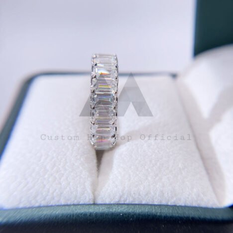 VVS Moissanite Eternity Ring 925 Sterling Silver 3x5MM Emerald Cut - Image 3