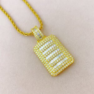 Iced Out Baguette Moissanite Dog Tag Pendant - Hip Hop Jewelry - Image 2