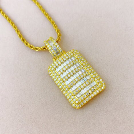 Iced Out Baguette Moissanite Dog Tag Pendant - Hip Hop Jewelry - Image 2