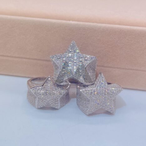 Men's 925 Silver Iced-Out Moissanite Star of David Ring Hip Hop Fashion - Image 2