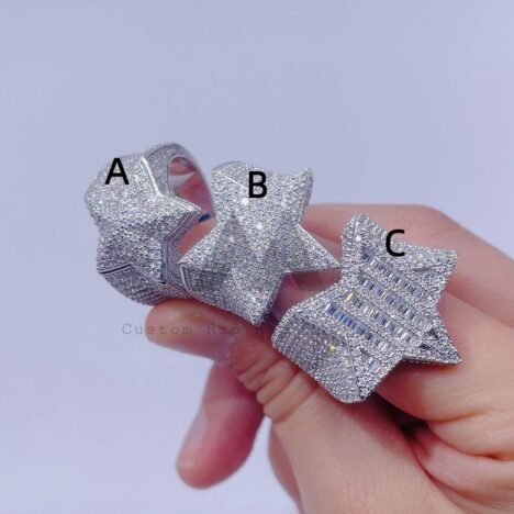 Men's 925 Silver Iced-Out Moissanite Star of David Ring Hip Hop Fashion