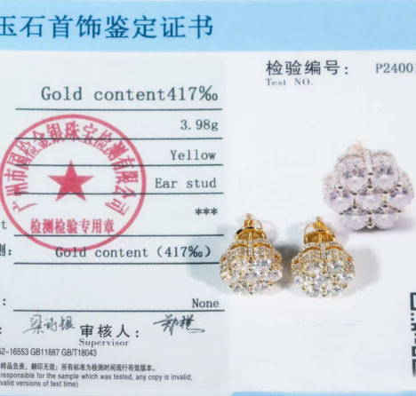 Hip Hop Iced Out 12MM Width 10k Yellow Gold Moissanite Cluster Flower Stud Earrings - Image 5