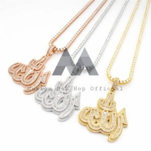 Iced Out Allah Symbol Pendant Moissanite Diamonds Pass Diamond Tester Fit For 3MM Tennis Chain - Image 3