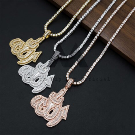 Iced Out Allah Symbol Pendant Moissanite Diamonds Pass Diamond Tester Fit For 3MM Tennis Chain - Image 4
