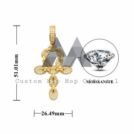 Iced Out Sterling Silver 925 White Gold Plated Moissanite Ankh Cross Pendant - Image 4