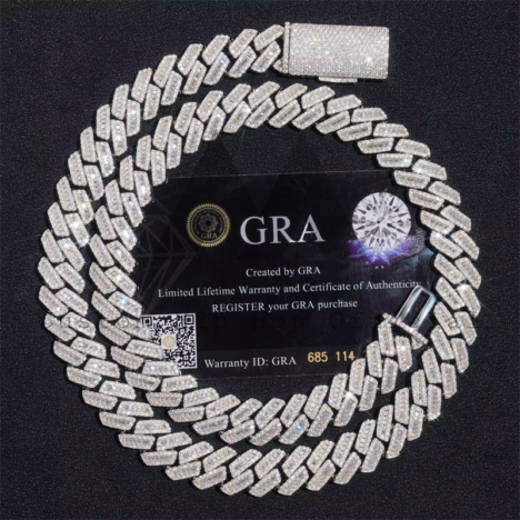 Men's 13MM Moissanite Cuban Link Chain Necklace - Iced Out Hip Hop Jewelry