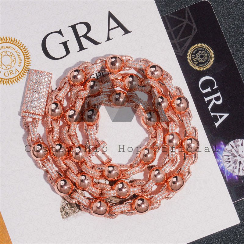 8MM Moissanite Diamond Rosary Ball Chain - Hip Hop Iced Out Jewelry - Image 3