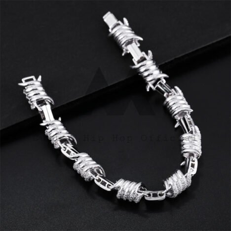 10MM Wire Barber Link Bracelet Iced Out With Moissanite Diamonds Pass Diamond Tester - Image 3