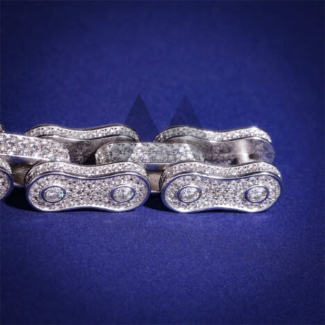 Men's 13MM Iced Out Moissanite Diamond Bike Link Bracelet, Hip Hop Jewelry - Image 2
