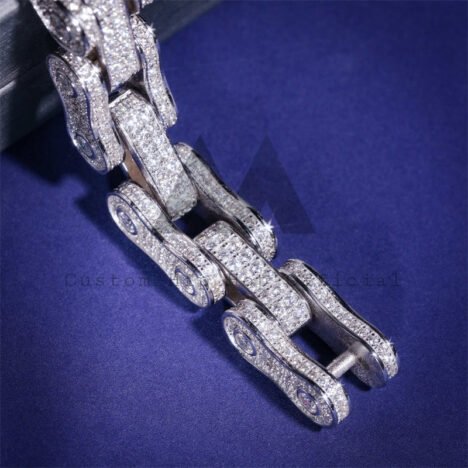 Men's 13MM Iced Out Moissanite Diamond Bike Link Bracelet, Hip Hop Jewelry - Image 3