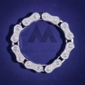 Men's 13MM Iced Out Moissanite Diamond Bike Link Bracelet, Hip Hop Jewelry - Image 5