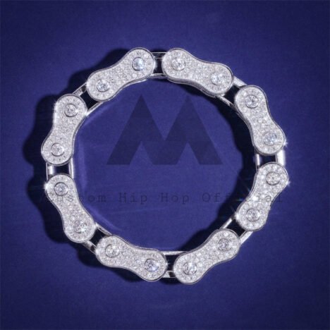 Men's 13MM Iced Out Moissanite Diamond Bike Link Bracelet, Hip Hop Jewelry - Image 5