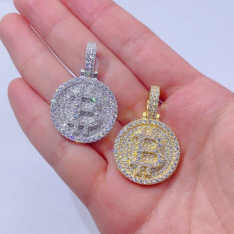 VVS Moissanite Bitcoin Pendant - Iced Out Hip Hop Jewelry