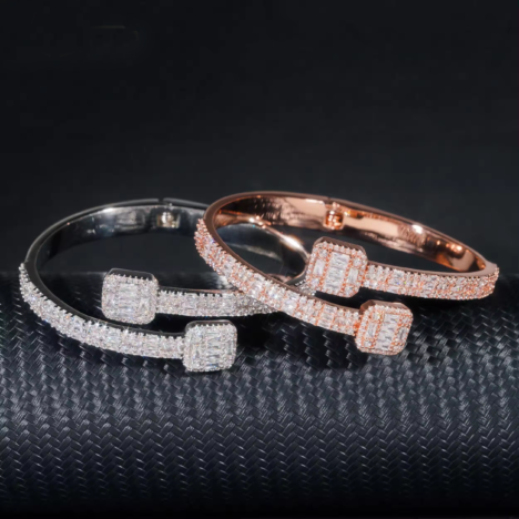 Men's Sterling Silver 925 Baguette Cut VVS Moissanite Diamond Bracelet | Hip Hop Fashion Jewelry - Image 2
