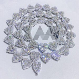 VVS Moissanite Heart Shaped 10MM Tennis Chain, 925 Silver - Image 3