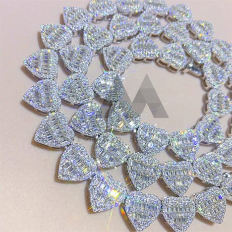 VVS Moissanite Heart Shaped 10MM Tennis Chain, 925 Silver - Image 4
