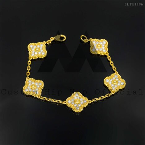 925 Sterling Silver Moissanite Iced Out Bracelet, Hip Hop Style, White/Yellow Gold - Image 2