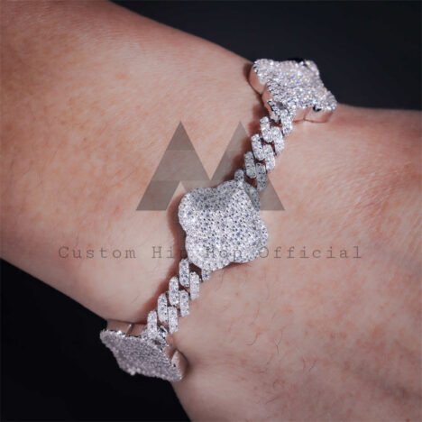 6MM Cuban Moissanite Diamond Bracelet - Silver Iced Out Hip Hop Jewelry - Image 3