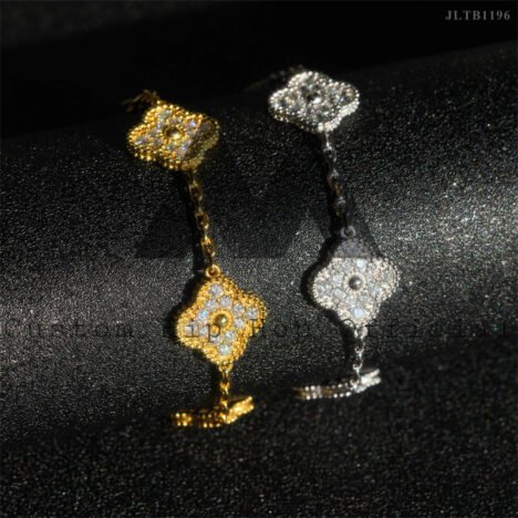 925 Sterling Silver Moissanite Iced Out Bracelet, Hip Hop Style, White/Yellow Gold - Image 4