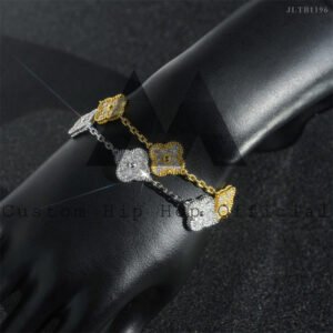 925 Sterling Silver Moissanite Iced Out Bracelet, Hip Hop Style, White/Yellow Gold - Image 5