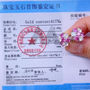 Iced Out Women And Men White Mix Pink Moissanite Cluster Earrings 12MM Screw Back - Image 4