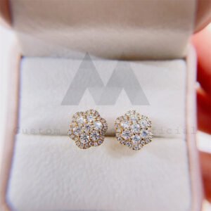 hip hop iced out 10k yellow gold white gold 13mm cluster earrings moissanite diamond pass diamond tester - Image 5