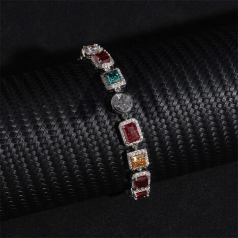 10MM Sterling Silver 925 Men New Fashion Colorful Jewelry Color Moissanite Cluster Tennis Chain Halo Style - Image 2