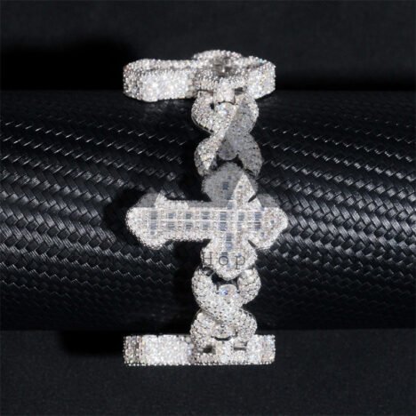 20MM Moissanite Cross Bracelet - Iced Out Hip Hop Infinity Link Jewelry - Image 3