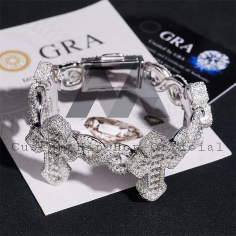 20MM Moissanite Cross Bracelet - Iced Out Hip Hop Infinity Link Jewelry - Image 4