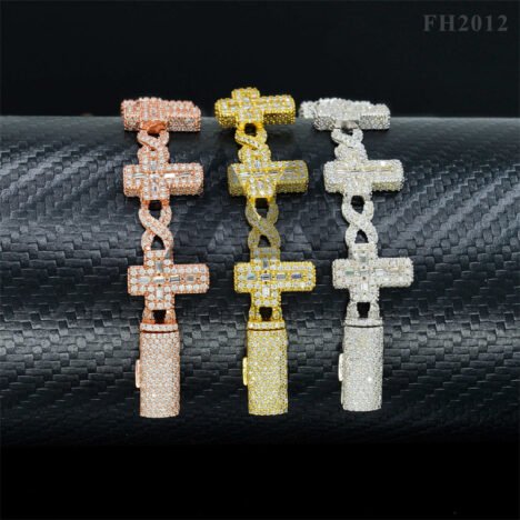 Rapper Jewelry Round Mix Baguette Moissanite Iced Out Cross Bracelet With Moissanite Diamond - Image 7