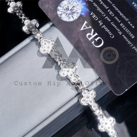 New Arrival Gra Certificated 6MM Cross Bracelet Moissanite Diamond 925 Sterling Silver - Image 4