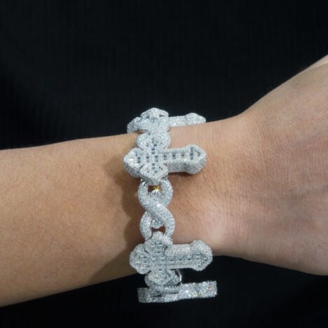 20MM Moissanite Cross Bracelet - Iced Out Hip Hop Infinity Link Jewelry