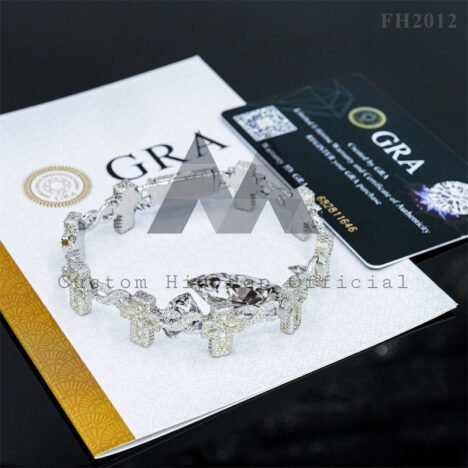 Rapper Jewelry Round Mix Baguette Moissanite Iced Out Cross Bracelet With Moissanite Diamond - Image 9