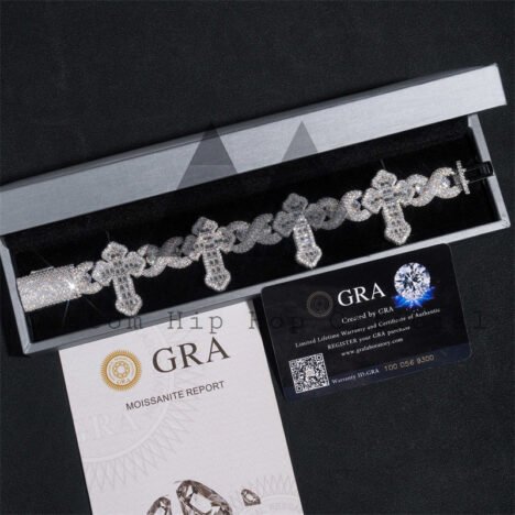 20MM Moissanite Cross Bracelet - Iced Out Hip Hop Infinity Link Jewelry - Image 5