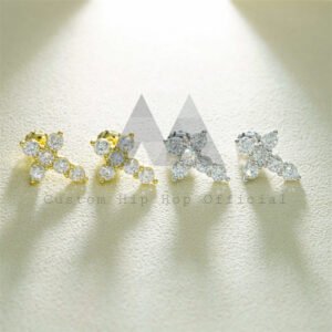 Sterling Silver 925 Screw Back Moissanite Cross Earrings Studs Gra Pass Diamond Tester - Image 3