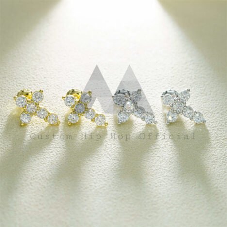 Sterling Silver 925 Screw Back Moissanite Cross Earrings Studs Gra Pass Diamond Tester - Image 3