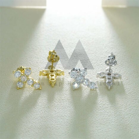 Sterling Silver 925 Screw Back Moissanite Cross Earrings Studs Gra Pass Diamond Tester - Image 4