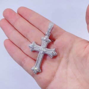 VVS Moissanite Cross Necklace, Urban Hip Hop Jewelry for Rappers - Image 3